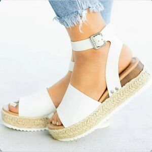 Woman Summer Sandals Open Toe Buckle Ankle Strap Espadrilles platform Sandal